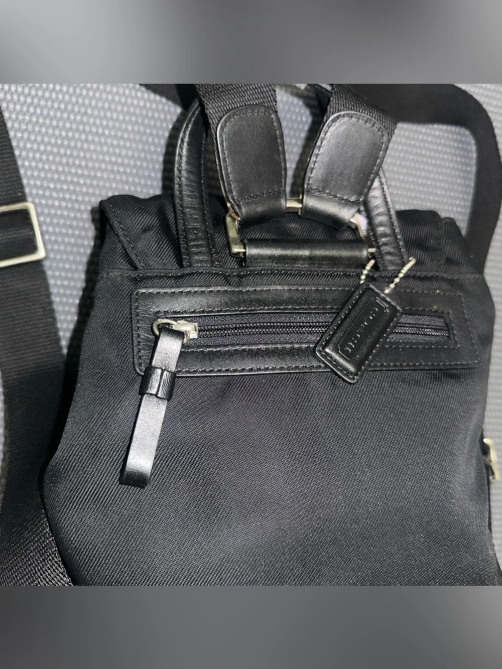 Coach Mercer Twill Nylon and Leather Drawstring Backpack | Black